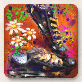 Posavasos Sneakers and Daisies Impresionista Naranja Blanco