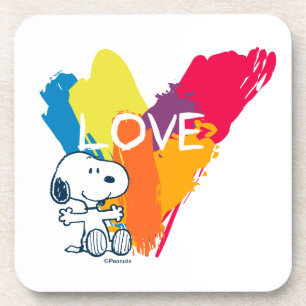 Posavasos Snoopy   Corazón de amor arcoiris
