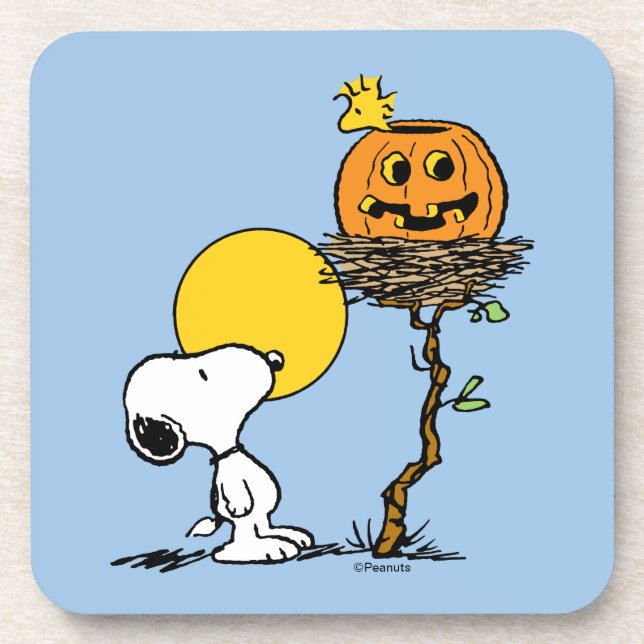 Posavasos Snoopy & Woodstock Nest con Jack O' Lantern (Frente)