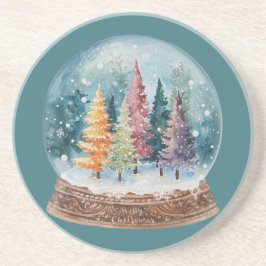 Posavasos Snow Globe Colorful Christmas Tree Forest