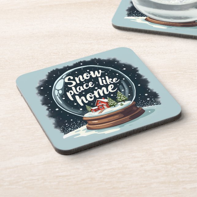 Posavasos Snow Place Like Home Holiday Quote (Lado Izquierdo)