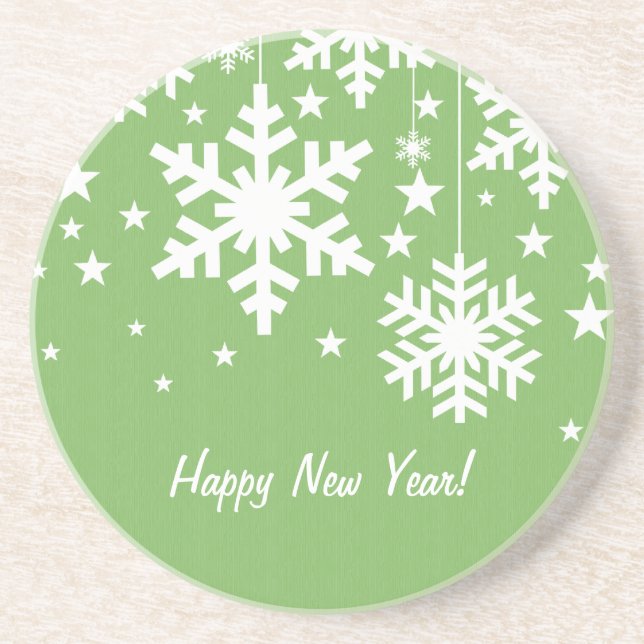 Posavasos Snowflakes and Stars Coaster, Green (Frente)