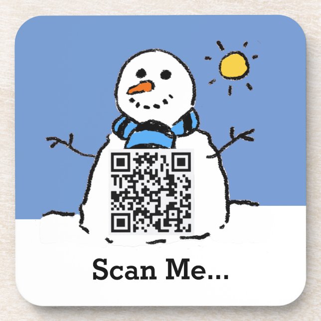 Posavasos Snowman al sol con código QR (Frente)