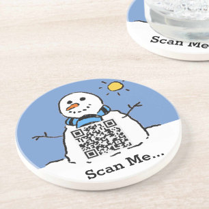 Posavasos Snowman al sol con código QR