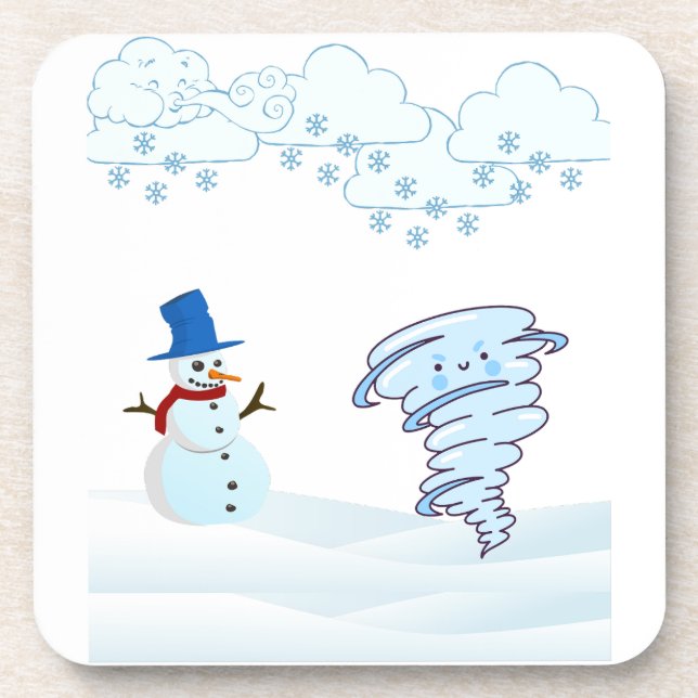 Posavasos Snowman de invierno y viento (Frente)
