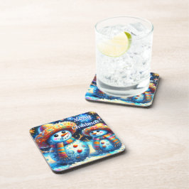 Posavasos Snowman Snowman de arte folklórico mexicano