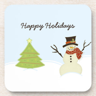 Posavasos Snowman y el árbol