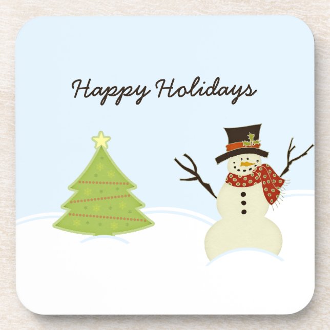 Posavasos Snowman y el árbol (Frente)