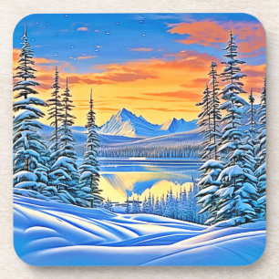 Posavasos Snowowsky Mountain Sunset Glow