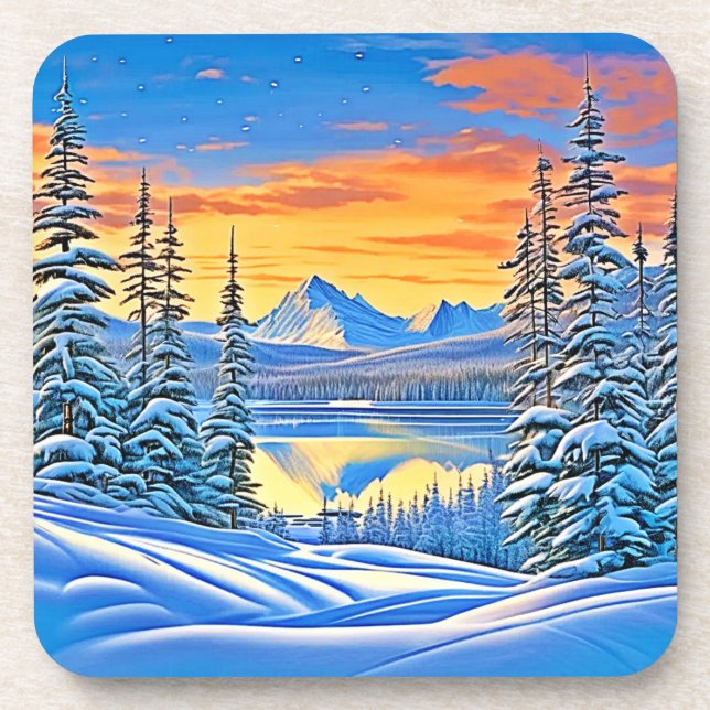 Posavasos Snowowsky Mountain Sunset Glow (Frente)