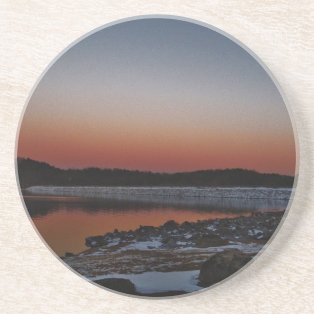 Posavasos Snowy Sunset en Lake Arrowhead (Frente)