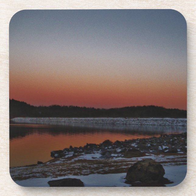 Posavasos Snowy Sunset en Lake Arrowhead (Frente)