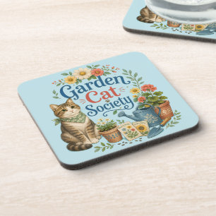 Posavasos Sociedad de Gatos de Jardín Cottagecore Florales