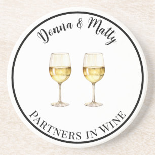 Posavasos Socios del vino blanco en la bebida de vino