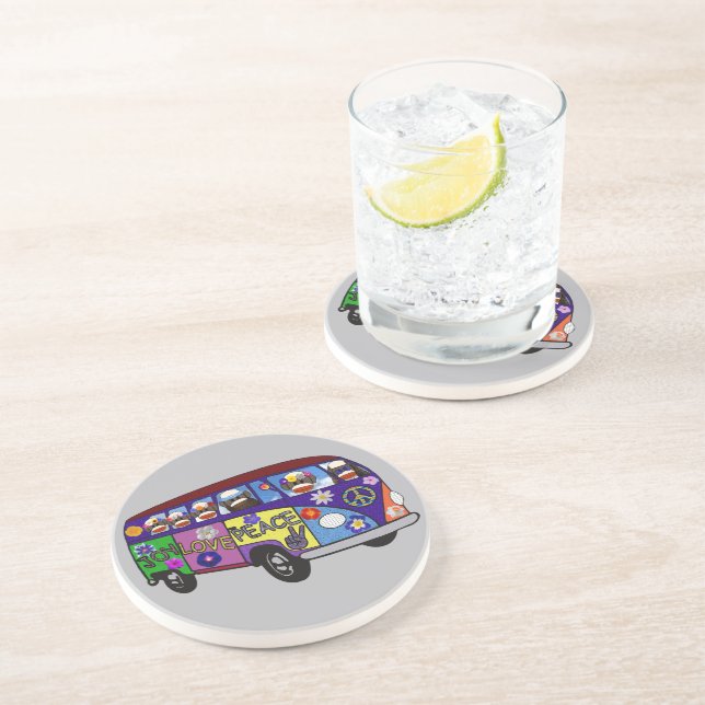 Posavasos Sock Monkey Peace Bus  (Lado)