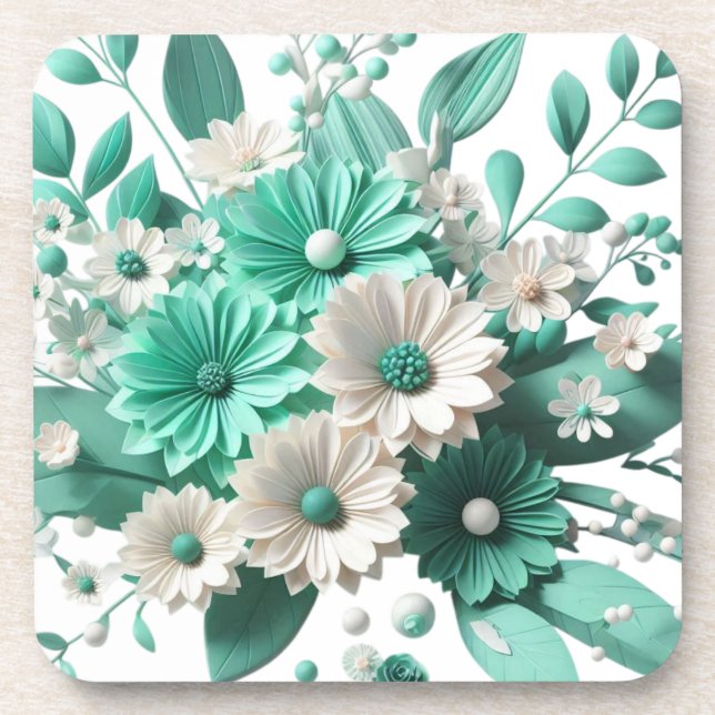 Posavasos Soft mint Floral Coaster Elegance in Every Sip (Frente)