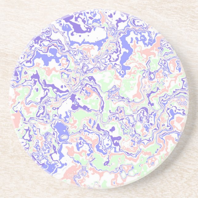 Posavasos Soft Pastel Funky Boho Retro Resumen Marble (Frente)