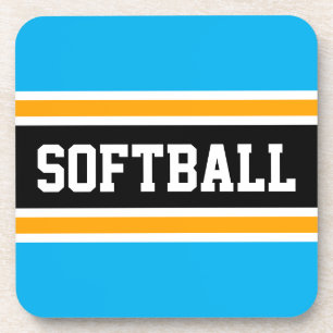 Posavasos SOFTBALL Fun Bright Sky Blue Yellow Black Strips