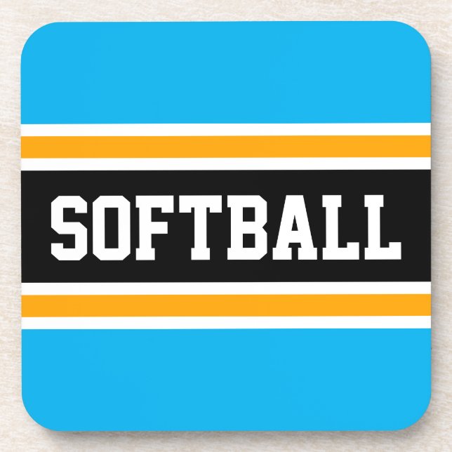 Posavasos SOFTBALL Fun Bright Sky Blue Yellow Black Strips (Frente)