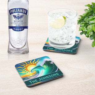 Posavasos Sol artístico y surf