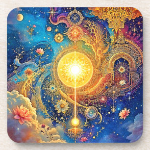 Posavasos Sol cósmico Mandala Art