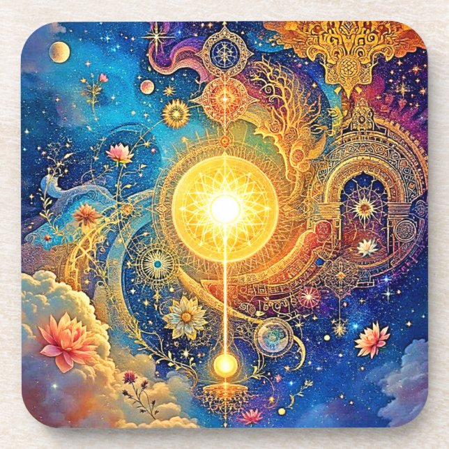 Posavasos Sol cósmico Mandala Art (Frente)