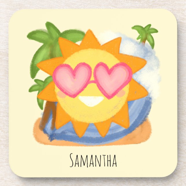 Posavasos Sol de vacaciones de verano relajante (Frente)