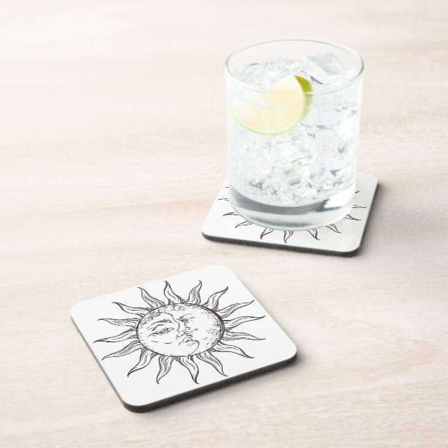 Posavasos Sol Luna Vintage Luminarias Celestiales (Lado Derecho)