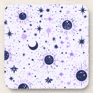 Posavasos Sol Luna y Estrellas Celestiales Negras y Moradas