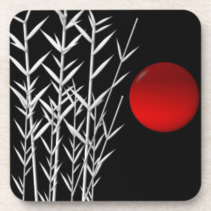 Posavasos Sol rojo blanco zen