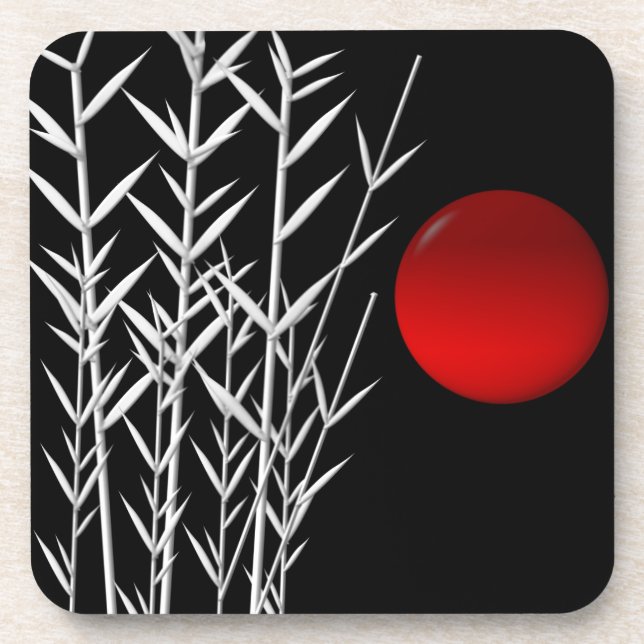 Posavasos Sol rojo blanco zen (Frente)