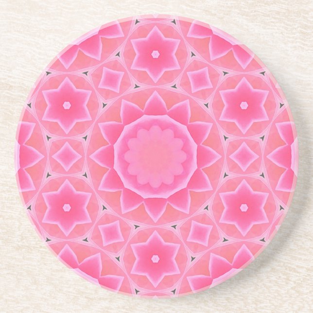 Posavasos Sol rosa y estrellas papel de mosaico de niñas beb (Frente)