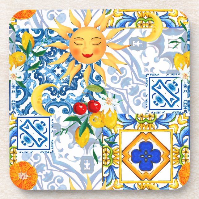 Posavasos Sol siciliano, limón,majolica,Table Runner (Frente)