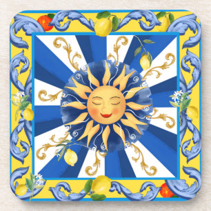 Posavasos Sol siciliano, mayólica, limón,