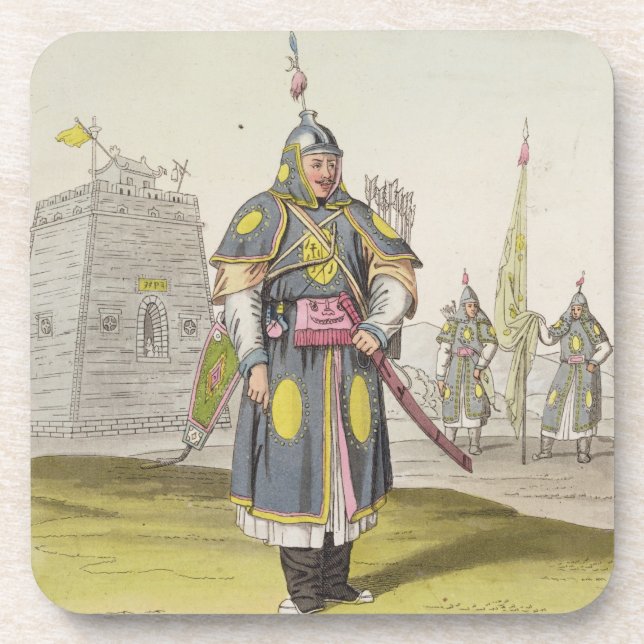 Posavasos Soldado chino en el vestido de batalla lleno, (Frente)