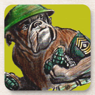 Posavasos Soldado perro bulldog de la Segunda Guerra Mundial
