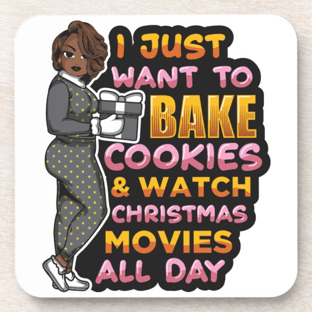 Posavasos Solo quiero hornear galletas y ver películas de Na (Frente)