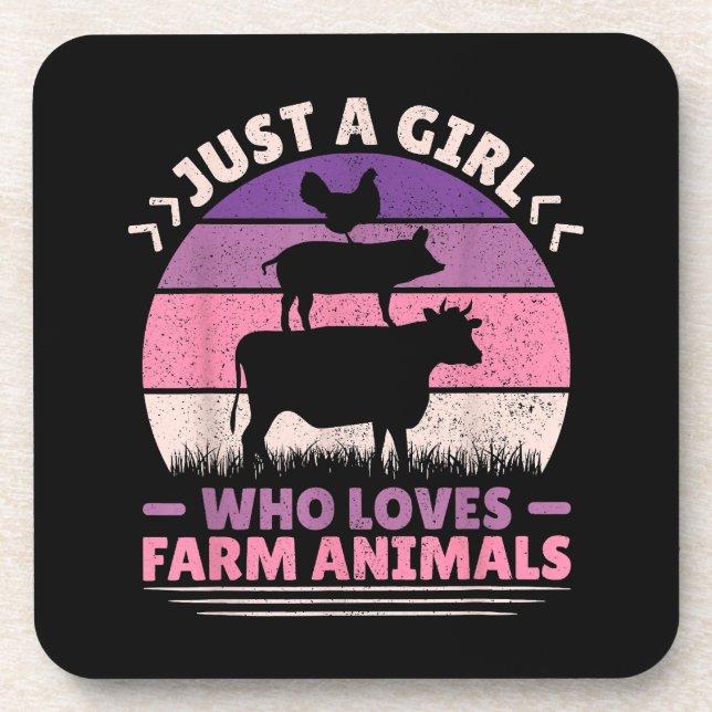 Posavasos Sólo una Chica que ama a los animales de granja am (Frente)