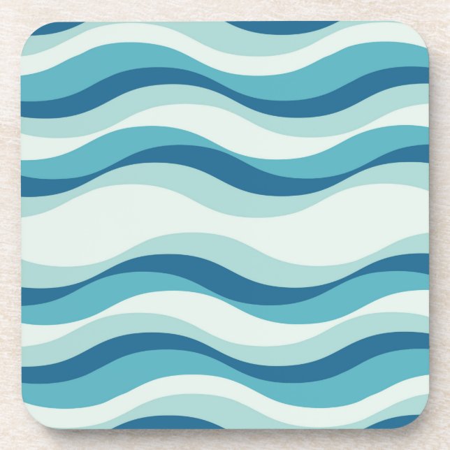 Posavasos Sombras del patrón de las olas azules (Frente)