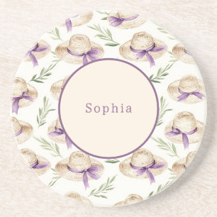 Posavasos Sombreros de Crema Cintas Moradas
