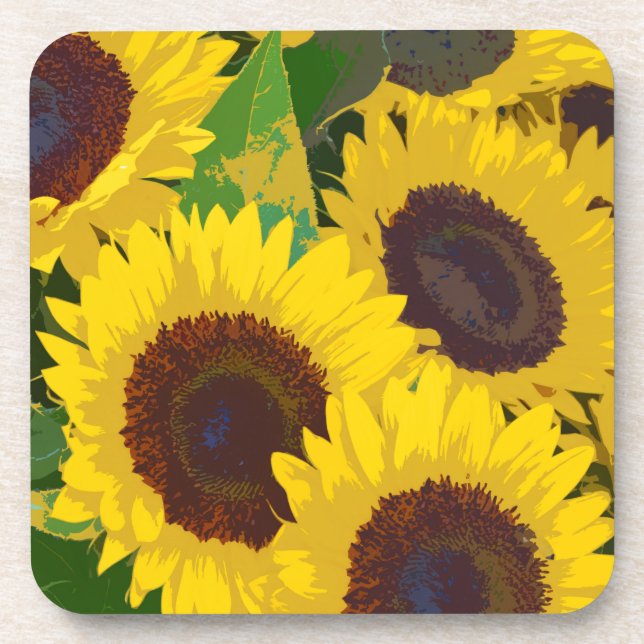 Posavasos Sombrillas de verano amarillas (Frente)