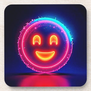 Posavasos Sonrisa Neon: Diseño de brillo feliz brillante