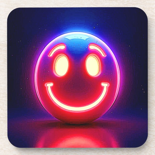 Posavasos Sonrisa neón: Feliz resplandor (Frente)