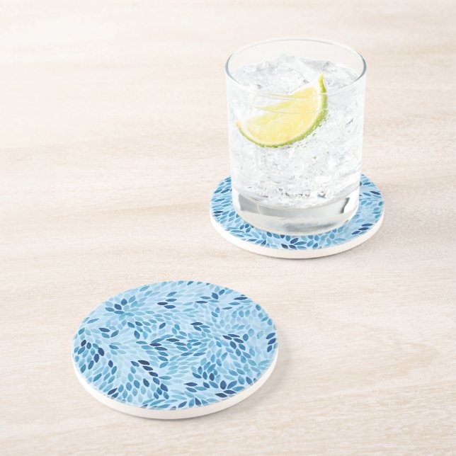 Posavasos Soothing Blue Mosaic Petals Nature Pattern (Lado)