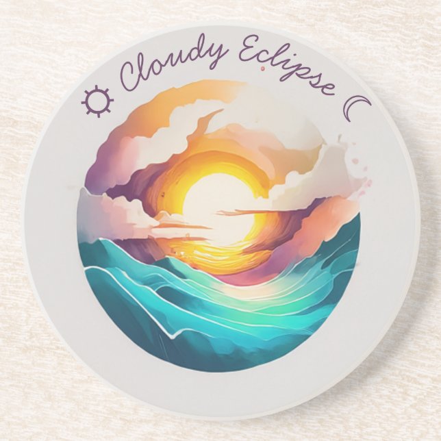 Posavasos Soporte de arenisca Eclipse Nublado (Frente)