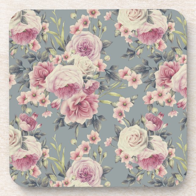 Posavasos soporte de rosas rosadas (Frente)