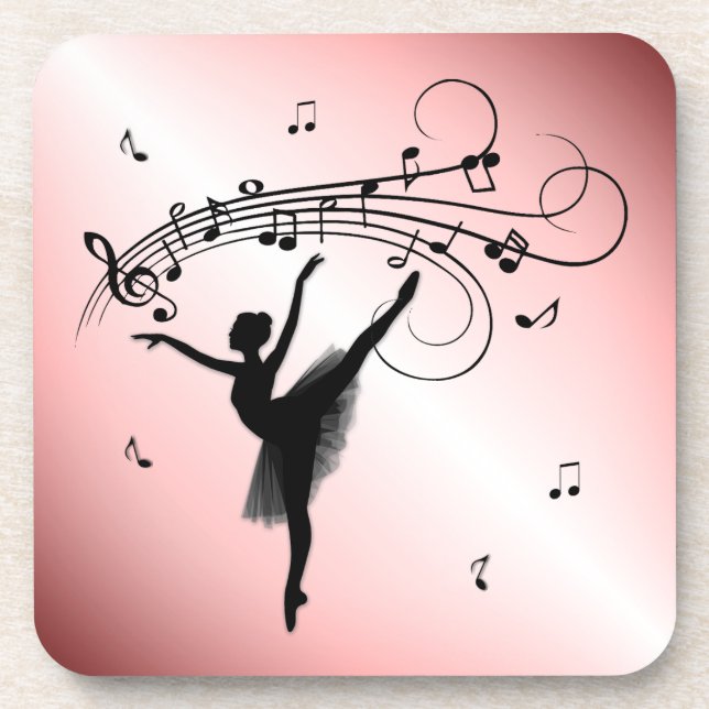 Posavasos Sorprendente bailarina bailando con música rosa (Frente)