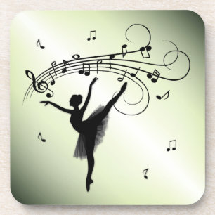 Posavasos Sorprendente bailarina bailando con música verde