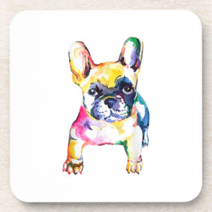 Posavasos Sorteo de la mano de la acuarela del Bulldog franc