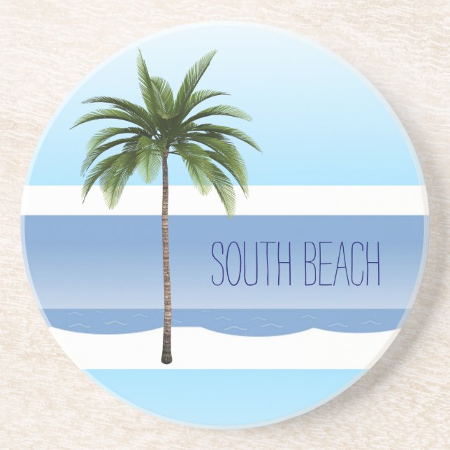 Posavasos South Beach Miami Florida Palm Tree Ocean Summer (Frente)